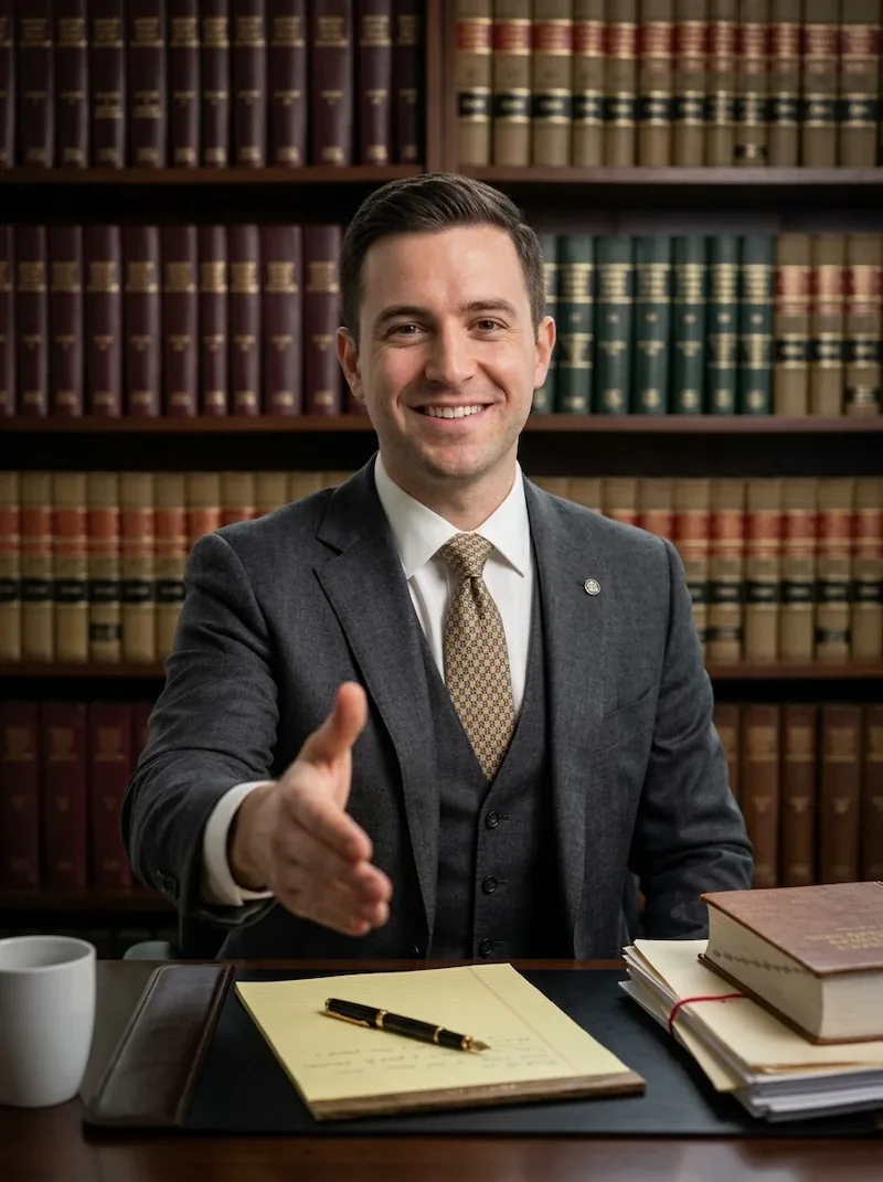 Paralegal smiling and reaching out to shake hands